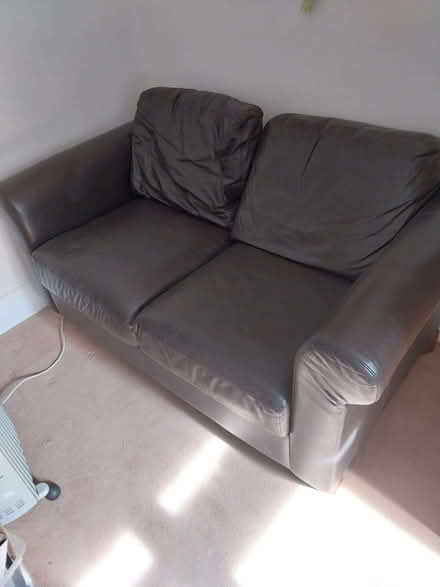 Photo of free 2 seater leather sofa, brown (Corsham SN13) #1
