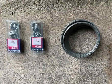Photo of free Zinc plated eyes, wire fasteners and wire (Kents Bank LA11) #2