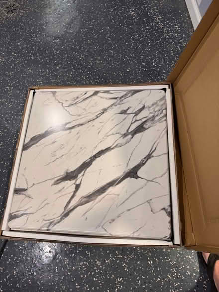 Photo of free Table with marble design tabletop (10 Mile & Hilton) #1