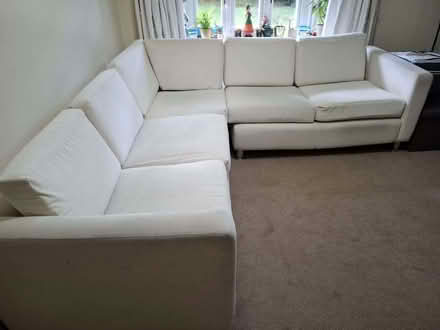 Photo of free Large White Corner Sofa – FIRE LABEL – Must Collect (Solihull B91) #4
