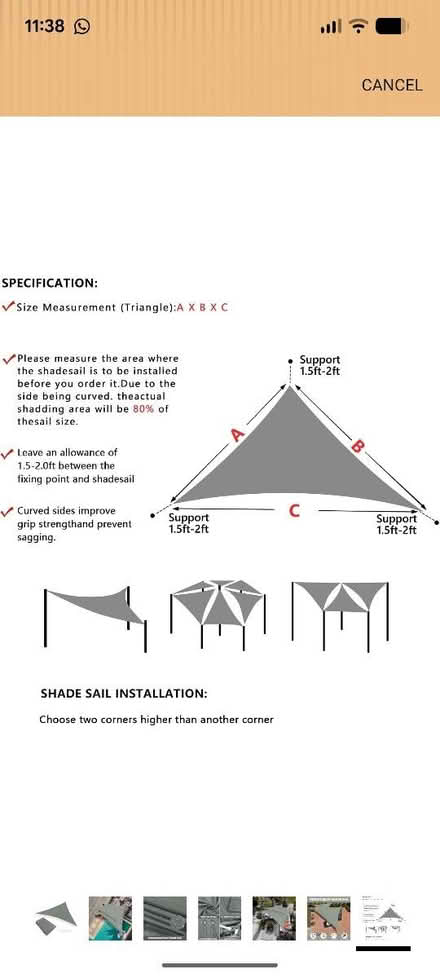 Photo of free Sun shade sail (Clapham SW11) #2