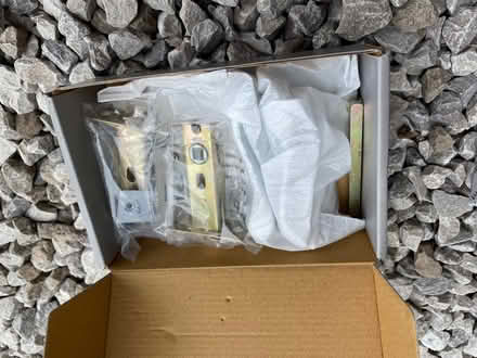 Photo of free Pair of door handles, all fittings and three hinges (Kents Bank LA11) #3