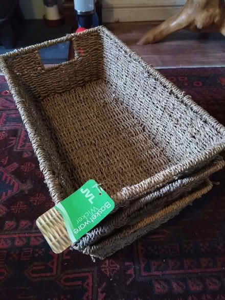 Photo of free Three wicker storage basket/tray (Hereford HR1) #1