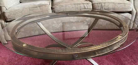 Photo of free Glass coffee table, bronze coloured metal base (Carlisle CA1) #3