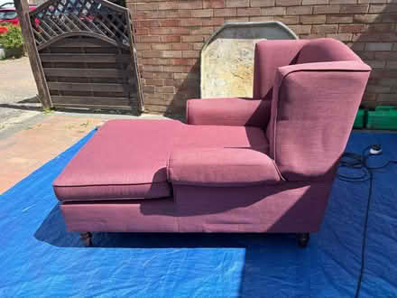 Photo of free COLLECT TODAY - Large pink fabric chaise Lounge chair (Far Bletchley MK3) #2
