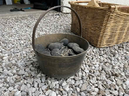 Photo of free Coal, copper bucket, logs, log basket (Kents Bank LA11) #1