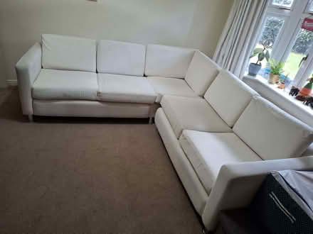 Photo of free Large White Corner Sofa – FIRE LABEL – Must Collect (Solihull B91) #3