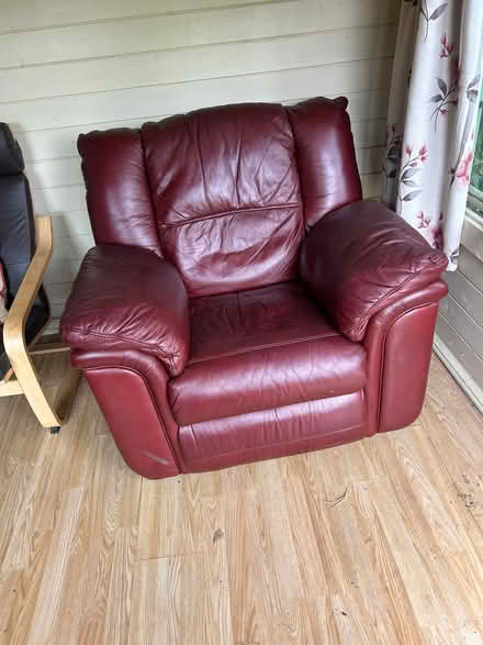 Photo of free Burgandy reclining leather chair (Brough CA17) #1