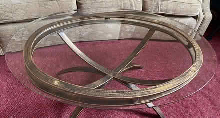 Photo of free Glass coffee table, bronze coloured metal base (Carlisle CA1) #2
