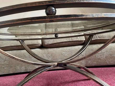 Photo of free Glass coffee table, bronze coloured metal base (Carlisle CA1) #1