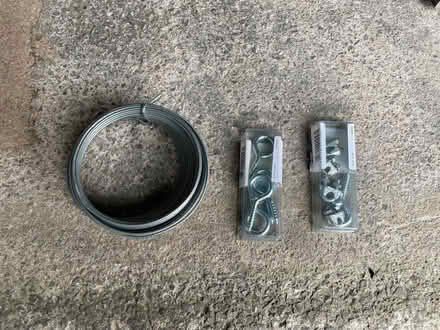 Photo of free Zinc plated eyes, wire fasteners and wire (Kents Bank LA11) #1
