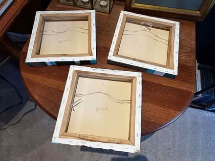 Photo of free 3 x Teal brown and white square painted canvases (West Norwood SE21) #2