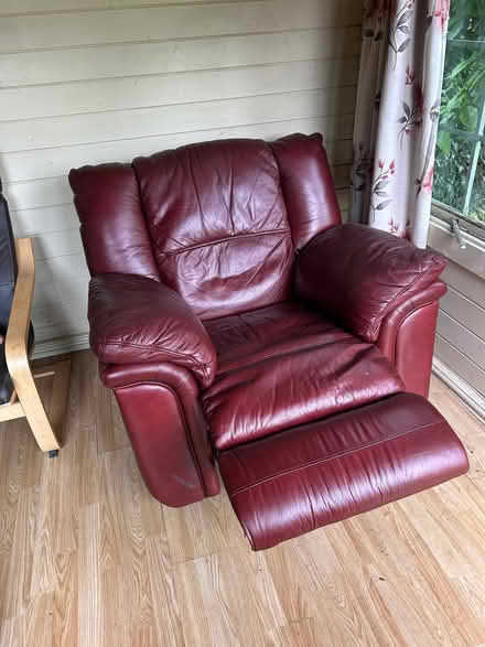 Photo of free Burgandy reclining leather chair (Brough CA17) #2