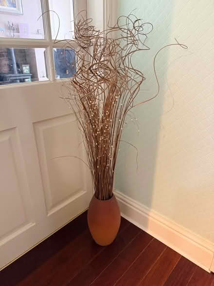 Photo of free Terracotta coloured vase with decorative reeds (Markland Hill BL1) #1