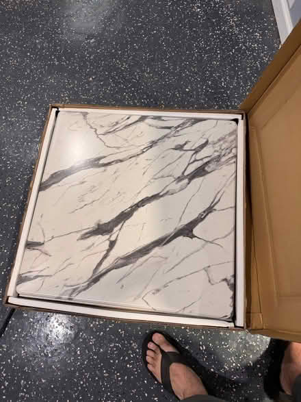Photo of free Table with marble design tabletop (10 Mile & Hilton) #2