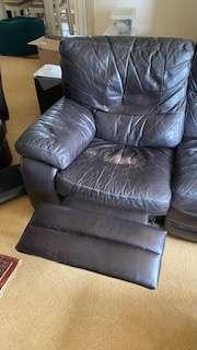 Photo of free Leather corner sofa with double sofa-bed and footrest chair (Lindsell CM6) #2