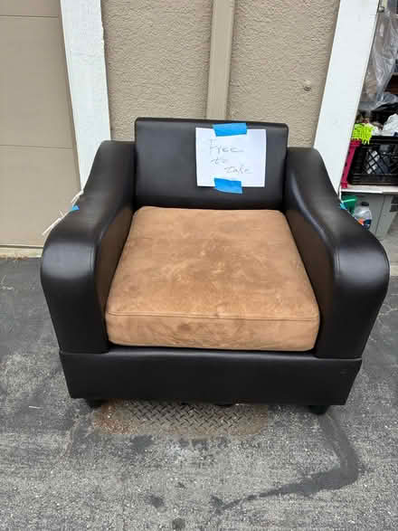 Photo of free Arm chair; faux leather (Beach park blvd,Foster City) #1
