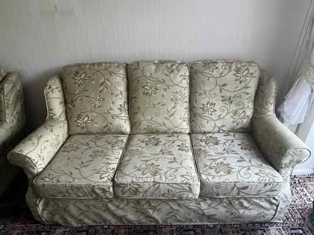 Photo of free 3 seater sofa and two arm chairs (Harold Wood RM3) #1