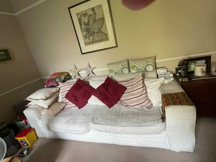 Photo of free Cream loose covers sofa with cushions. (Teddington TW11) #2