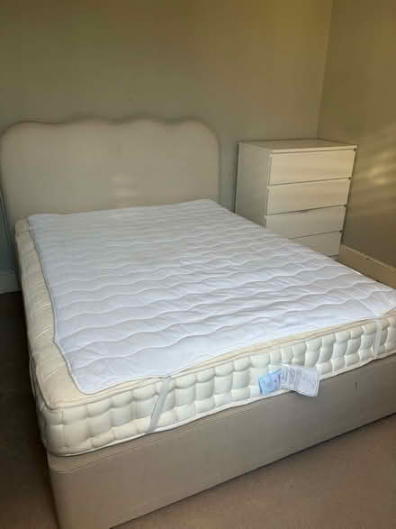 Photo of free Queen/double bed mattress, base, and headboard. (West Brompton SW6) #1