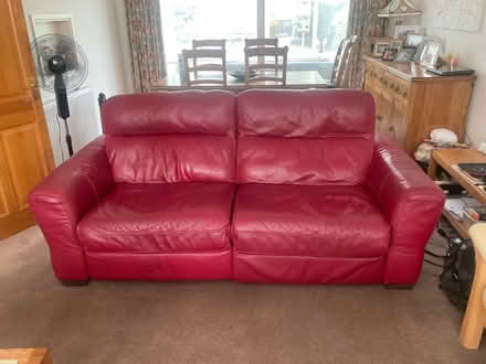Photo of free Red Leather Sofa 3 Seater Electric footrest (New Oscott B73) #1