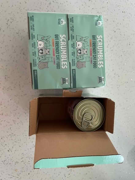 Photo of free 15 cans of Scrumbles cat food (Haresfinch WA11) #1