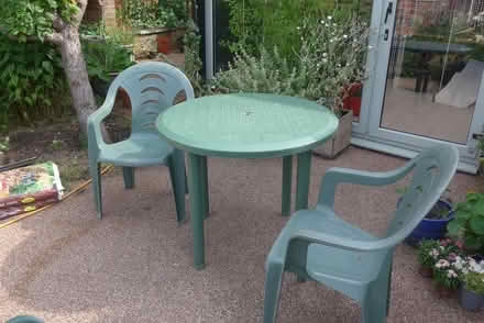 Photo of free Round Plastic Garden Table & Chairs (Carnaby, Bridlington YO16) #2