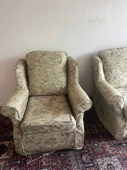 Photo of free 3 seater sofa and two arm chairs (Harold Wood RM3) #2