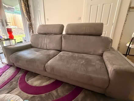 Photo of free Large two seater suede sofa (Moston M9) #1