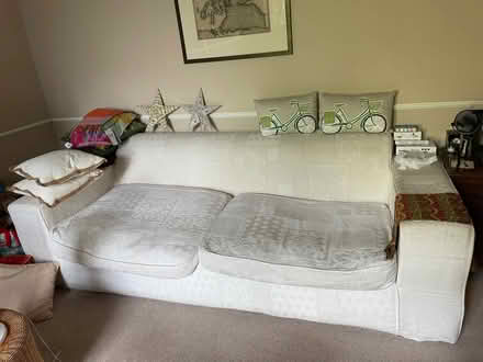 Photo of free Cream loose covers sofa with cushions. (Teddington TW11) #1