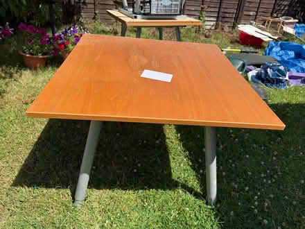 Photo of free 1m square tables, legs adjustable height. (Warden Hill GL51) #1