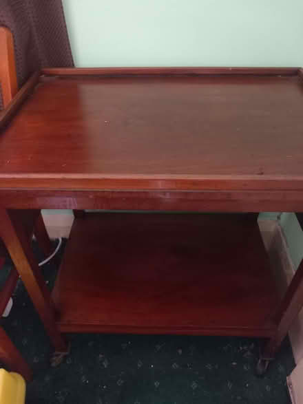 Photo of free Small wooden side table/ serving table on wheels (Wallasey CH44) #2