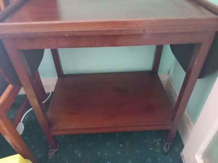 Photo of free Small wooden side table/ serving table on wheels (Wallasey CH44) #1