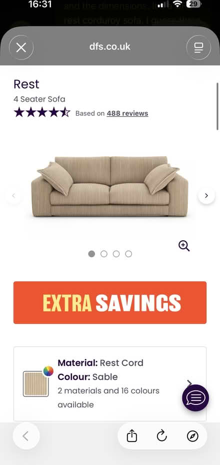 Photo of free 4 Seater DFS Cord Sofa (Meath Green RH6) #2