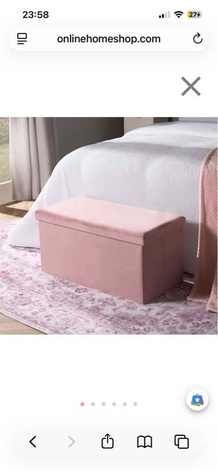 Photo of free Pink/blush velvet foldable storage ottoman (Castlefield M5) #1