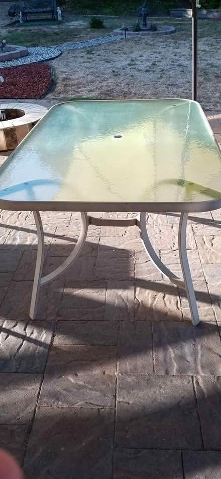 Photo of free outdoor glass topped table (west Roseville) #1