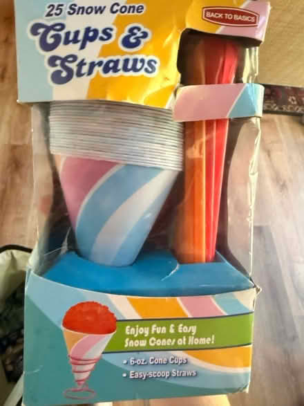 Photo of free Snow cone cups and straws (Piedmont) #1