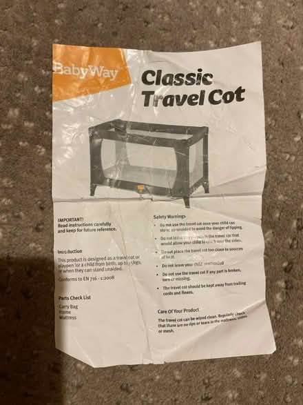 Photo of free Travel cot (West Hill TN34) #1