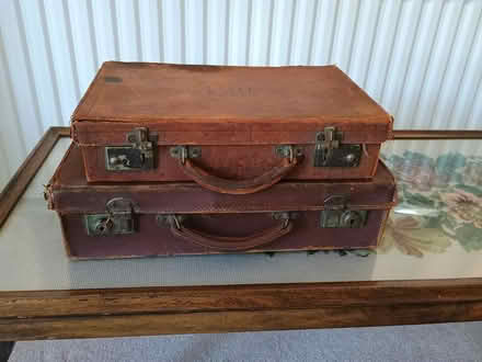 Photo of free Two vintage leather suitcases (Horsell, Woking GU21) #1