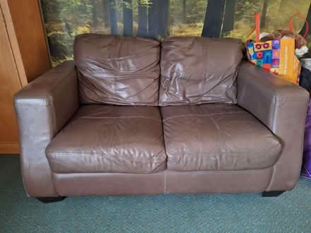 Photo of free Brown soft leather two seater sofa (Woodhouse S13) #1