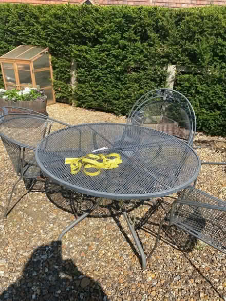 Photo of free Metal garden table with 3 chairs (Milton Bryan . MK179HS) #1