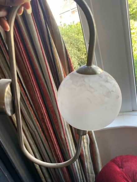 Photo of free 2 brass and white light fittings (Rhwibina CF14) #1