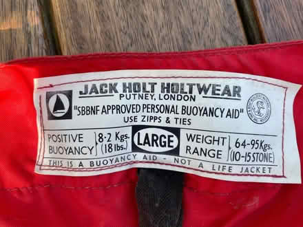 Photo of free Jack Holt SBBNF Approved Personal Buoyancy Aid - Large (Walton Manor OX2) #1