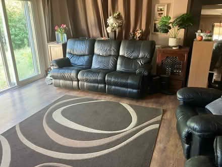 Photo of free Black Leather Recliner 3 2 Seater (Epsom KT17) #1