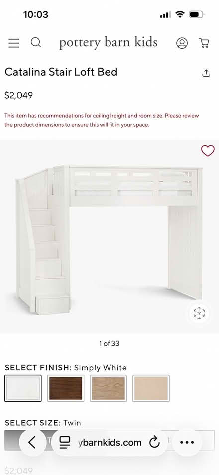 Photo of free Pottery barn loft bed (Near Royal/Greenville) #1