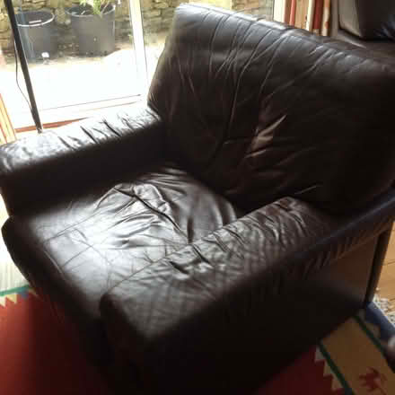 Photo of free 2 Seater leather sofa and 2 matching armchairs (Cranham GL4) #4