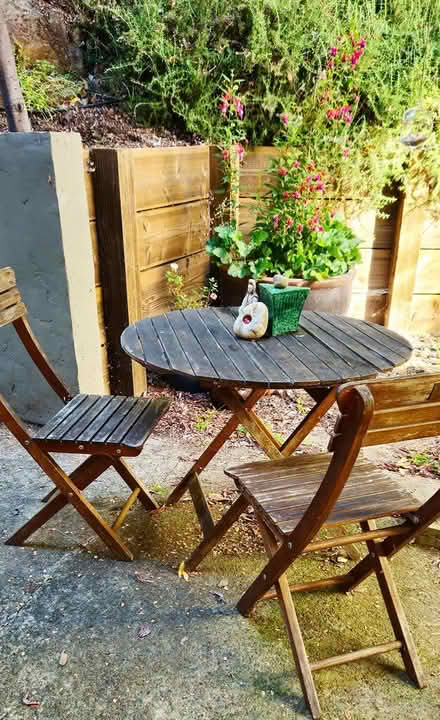 Photo of free Wood outdoor furniture set (San Rafael, Gerstel Park) #1
