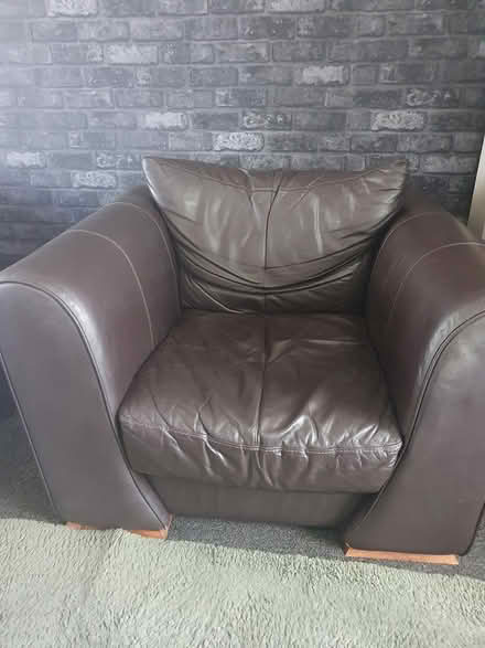 Photo of free 4 seater and chair brown leather (Ng4 4dt) #2
