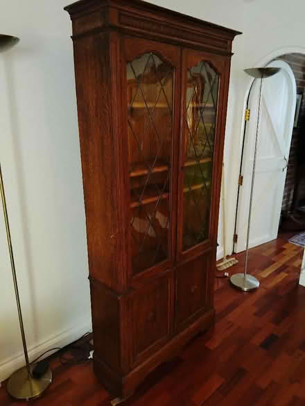 Photo of free Oak cabinet with glass leaded doors (Shurlock Row RG10) #2