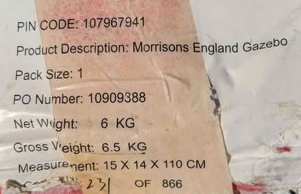 Photo of free Morrisons England Gazebo (Lipson PL4) #4